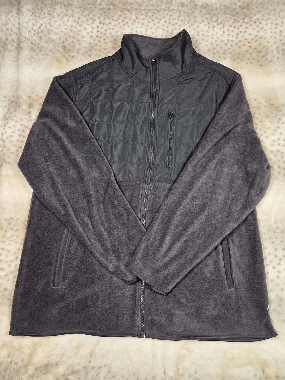 Beverly Hills Polo Club Men's Black Quilted Overlay Fleece Full Zip Jacket XL